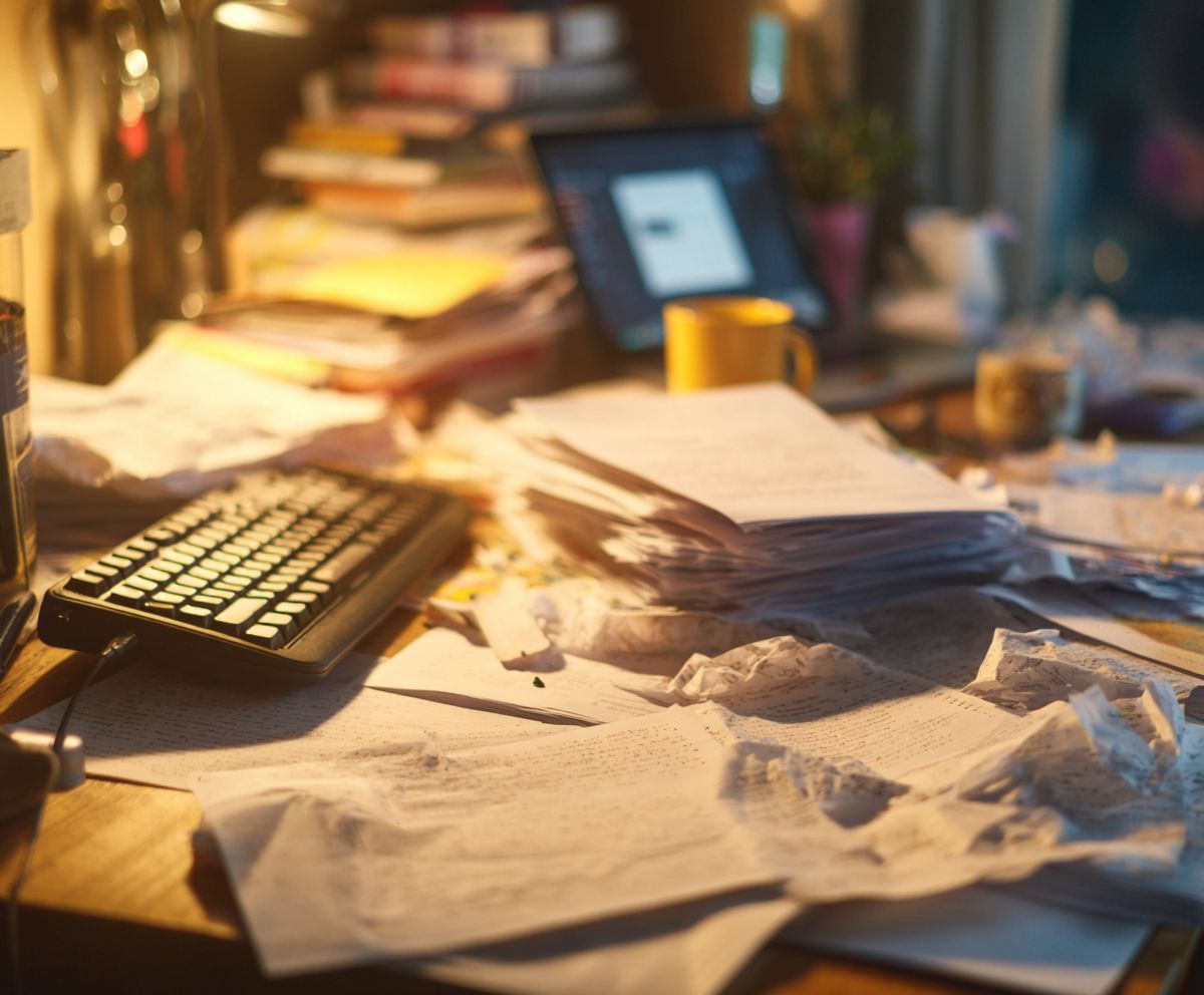 Representation of how people used to handle virtual assistancy the old manual way, image by Maria Stella Tupynambá.